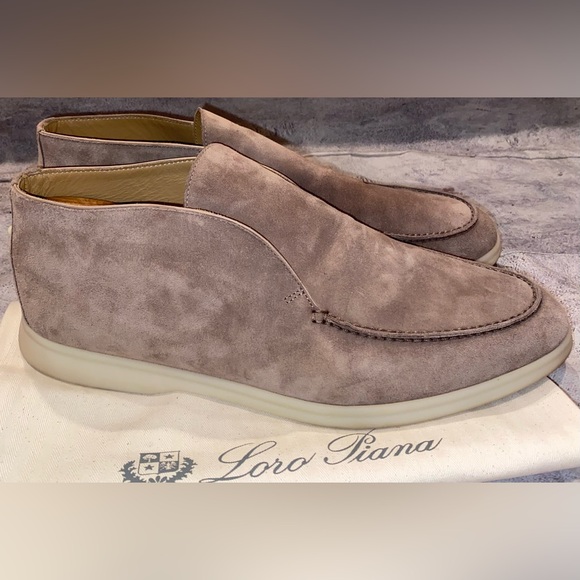 WORN 5x Loro Piana Open Walk Ankle Loafers Shoes Boots Suede 12 45 Italy Yacht - Picture 1 of 16